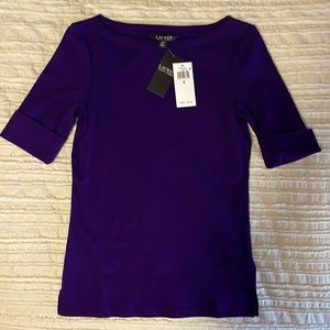 Women’s Ralph Lauren purple stretch, boatneck top